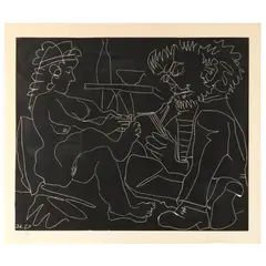 Le Peintre et Son Modèle by Pablo Picasso, Linocut, sold Feb 2024