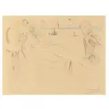 Venus et le Joueur d'Orgue (Venus and the Organ Player) by Salvador Dalí, Etching and drypoint with stencil in colors, sold Feb 2024