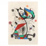 L'Ecolière au Buisson by Joan Miró, Etching and aquatint with hand-colouring, sold Feb 2024