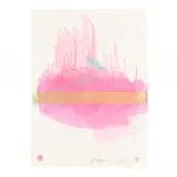 Untitled (Pink and Gold) by Hyun Shin, Mixed-media work containing serigraphy, sold Feb 2024