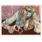 Portrait with Scissors and Nightclub by David Salle, Woodcut in colors on wove paper, sold Feb 2024