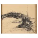 Untitled Abstract by Edith London, Ink on paper, sold Feb 2024