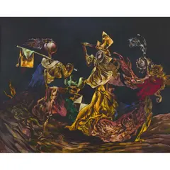 Nocturne by Kurt Seligmann, 1956, Huile sur toile, sold Jun 2024