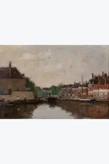 Rotterdam, Le quai aux briques by Eugène Boudin, 1874-1876, Huile sur toile, sold Oct 2024