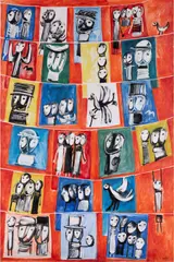 Les paradis des enfants by Yannis Gaïtis, 1966, Huile sur toile, sold Oct 2024