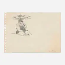 Untitled by David Levine, 1956, graphite on paper, sold May 2026