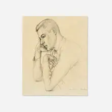 Portrait of Glenway Wescott by Paul Cadmus, 1937, graphite and ink on paper, sold May 2026