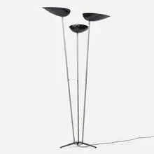 Floor lamp from the United Nations Delegates' Lounge by Abel Sorenson, 1948, aluminum, enameled aluminum, enameled steel, sold Oct 2022