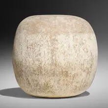 Nuuc stool by Claude Conover, 1976, glazed stoneware with engobe decoration, sold Oct 2022