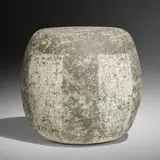 Nicnac stool by Claude Conover, 1986, glazed stoneware with engobe decoration, sold Oct 2022