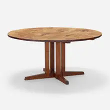 Cluster Base dining table by George Nakashima, 1980, American black walnut, sold Oct 2022