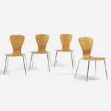 Nikke chairs model 9019, set of four by Tapio Wirkkala, laminated birch and teak, chrome-plated steel, sold Aug 2022
