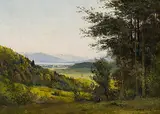 Rückblick vom Albis gegen Zugerseee by Balz Stäger, oil on canvas, sold Dec 2016