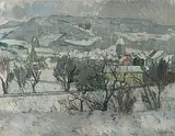 Stadt Aarau im Winter", 1958 by Otto Wyler, oil on canvas, sold Dec 2016