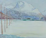Der Berg, Engadiner Landschaft" (Piz Rosatsch im Winter), 1944 by Turo Pedretti, oil on canvas, offered Dec 2016