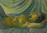Liegender 3/4 Akt, weiblich", 1946 by Conrad Meili, oil on panel, sold Dec 2016