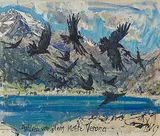 Dohlen vor dem Monte Verona by Fritz Hug, oil on canvas, sold Dec 2016