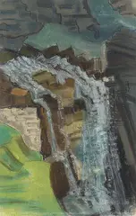 Wasserfall bei Äsch by Erna Schillig, pastel, sold Dec 2016