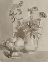 Blumenstillleben by Erna Schillig, ink, offered Dec 2016
