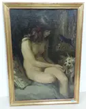 Mädchenakt mit Hund, 1920 by Wilhelm Balmer, oil on canvas, sold Dec 2016