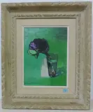 Stillleben mit Veilchen in Wasserglas, um 1945 by Albert Neuenschwander, oil on canvas, offered Dec 2016