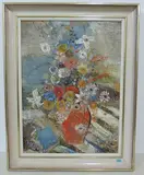 Blumenstillleben mit Buch by Margherita Osswald-Toppi, oil on board, offered Dec 2016