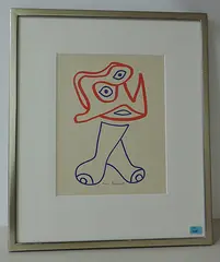 Figur in Rot und Blau by Max von Moos, 1968, color screenprint, sold Dec 2016
