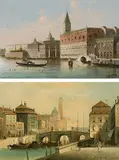 Gegenstücke: Ansichten von Venedig (Dogenpalast und Ansicht einer Brücke) by Karl Kaufmann, oil on canvas, sold Sep 2016