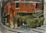 Restaurant "La Colombe by Takanori Oguiss, oil on board, sold Sep 2016