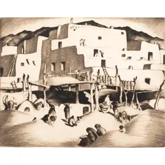 Untitled by Gene Kloss, etching, sold Dec 2023
