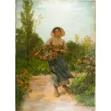 Girl with Flowers by Albert Antoine Lambert, 1897, oil on canvas, sold Dec 2023