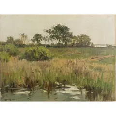 Untitled (Landscape) by Leon Moran, oil on canvas, sold Dec 2023