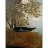 Lost Boat by Goxwa Borg, 2004, oil on canvas, sold Dec 2023