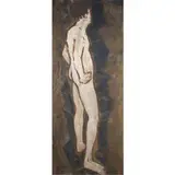 Standing Male Nude by Guy Anderson, 1982, oil on tarred roofing paper affixed to board, sold Dec 2023
