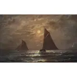 Ships in the Moonlight by Charles S. Dorion, oil on canvas, sold Dec 2023