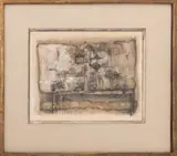 Still Life Scene by Edward Giachino Giobbi, 1975, Mixed Media on Paper, sold Mar 2025