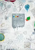 Abstract Composition by Elfi Schuselka, Mixed Media with Collage Elements on Paper, sold Apr 2025