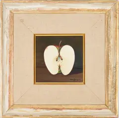 Half Apple by Comer Jennings, oil on wood, sold Jan 2024