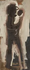 Mother Child by Sterling Strauser, oil on board, sold Jan 2024