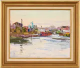 Harbor Scene, Norwalk by Doug Higgins, oil on panel, sold Jan 2024