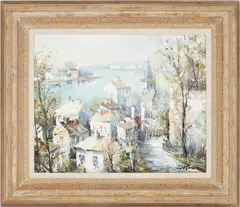 La Seine a Conflans by Lucien Delarue, oil on canvas, sold Jan 2024