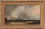19th c. Seascape, Ships a Stormy Sea by William McAlpine, oil on canvas, sold Jan 2024