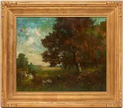 Gathering in the Woods by Catherine Wiley, oil on canvas, sold Jan 2024
