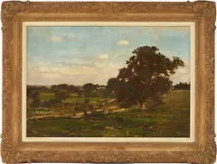 Landscape with a Tree by George Inness, 1856, oil on canvas, sold Jan 2024