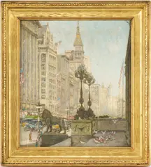 Chicago Street Scene: Michigan Ave from the Art Institute by William Clusmann, oil on canvas, sold Jan 2024