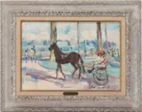 Equestrian , ex-Wally Findlay by Carlo Cherubini, 1962, oil on canvas, sold Oct 2023
