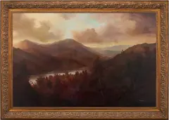 Fall Mountain Landscape by Large Ron Williams, oil on canvas, sold Oct 2023