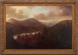Fall Mountain Landscape by Large Ron Williams, oil on canvas, sold Oct 2023