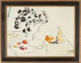 Still Life with Fruit by Sterling Strauser, oil on board, sold Oct 2023