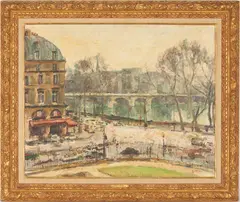 Paris Cityscape, Quai Du Louvre by Arthur Fillon, oil on canvas, sold Oct 2023
